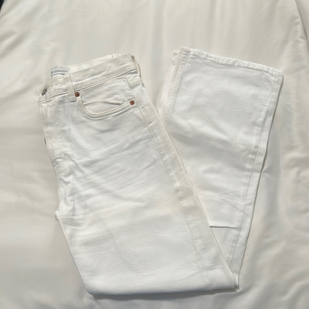Zara White Straight Leg Jeans Classic Minimalist Design
